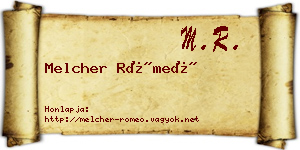 Melcher Rómeó névjegykártya